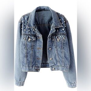 Studded Pearl Denim Jacket